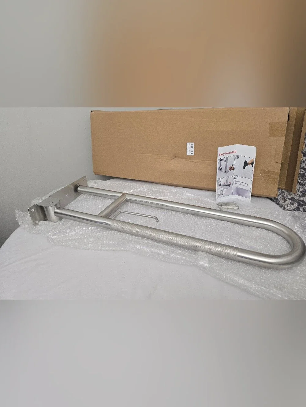 Toilet Grab Bar 32 Inch Brushed Nickel Anti-Slip Support Rail With Paper Holder
